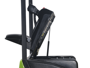 Electric Forklift Opening the snap button fully lifts the cover