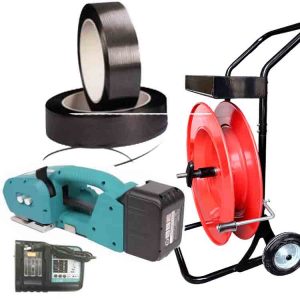 Strapping tool kit NEO 9-16mm PET/PP with battery, charger, PET strap, strapping trolley