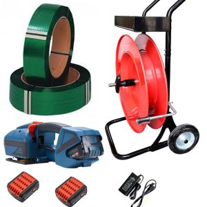 TES PRO 12-16mm battery strapping set with two batteries and charger